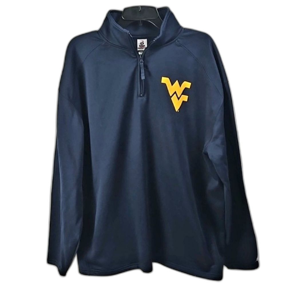 West Virginia Mountaineers Mens 1/4 Zip Blue/yellow Sz 2XL